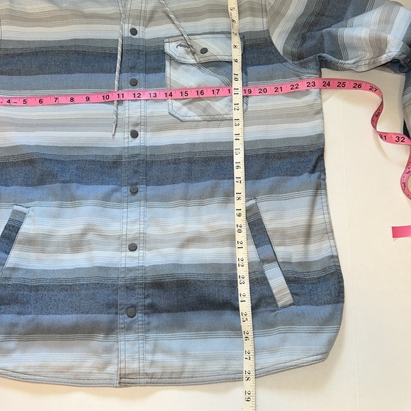 Simms Blue and Gray Hooded Stripped Shacket Size Large - Picture 13 of 16